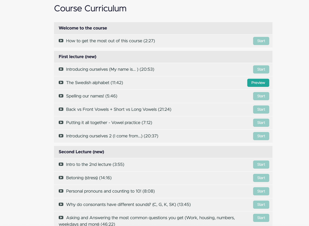 Swedish Course for 100% beginners