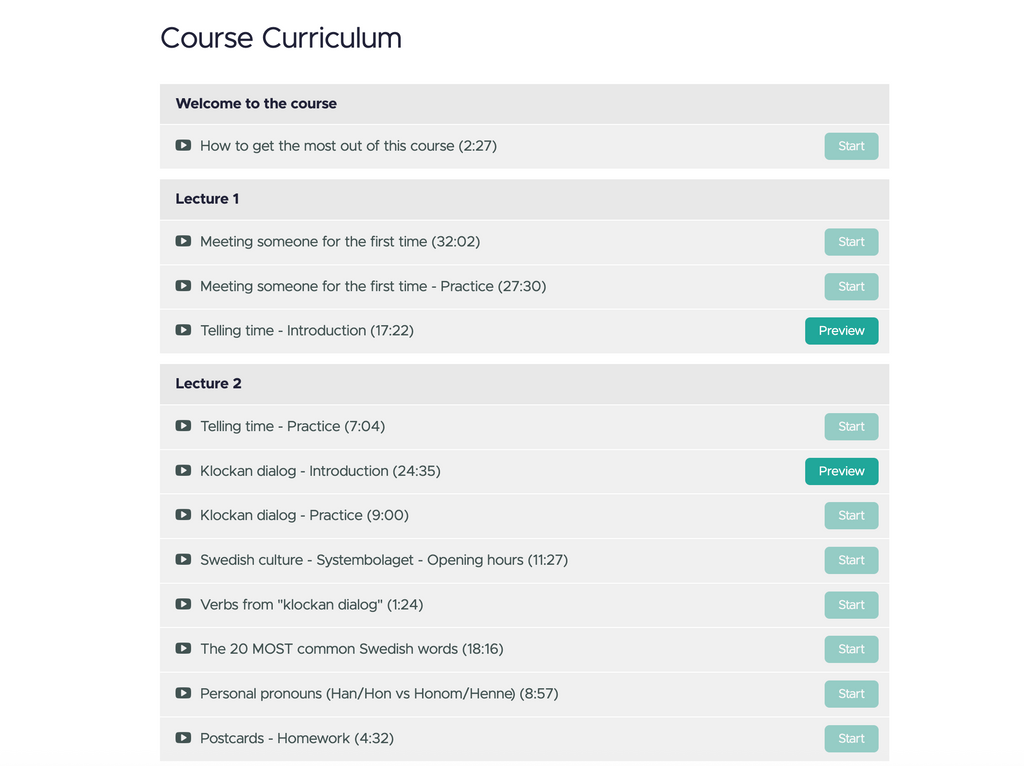 Swedish Course for semi beginners (level 2)