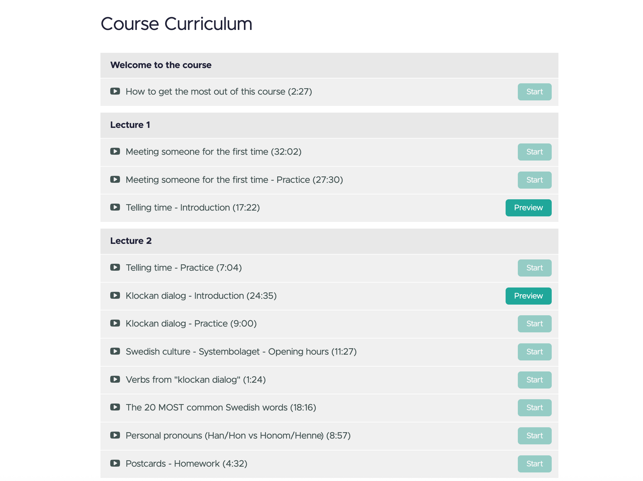 Swedish Course for semi beginners (level 2)