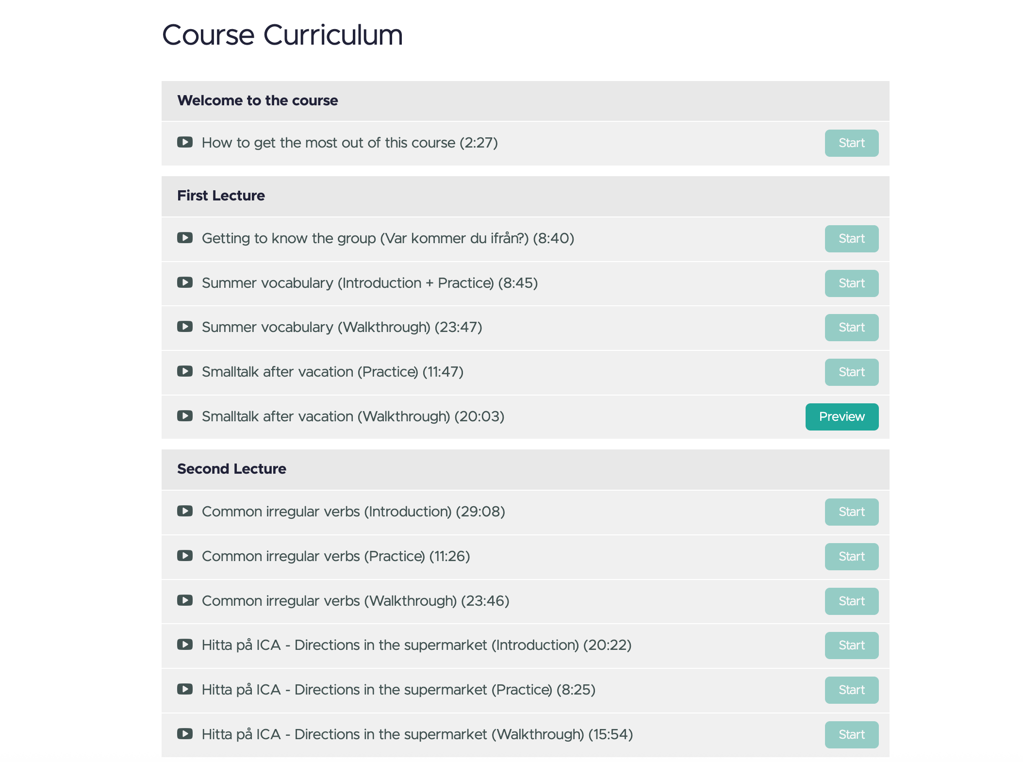 Swedish Course for Upper beginner (level 3)